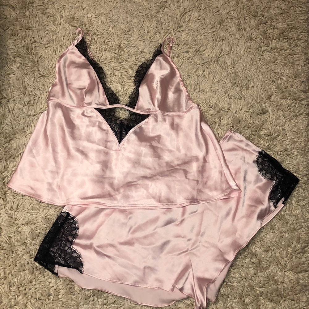 Satin crop cami and short sleep set